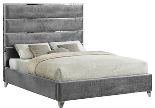 Zuma Velvet Upholstered Bed, Gray, King