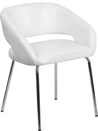 Fusion Series Contemporary White Leather Soft Side Chair