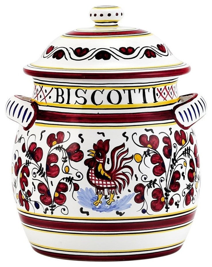 Orvieto Red Rooster, Traditional Biscotti Jar