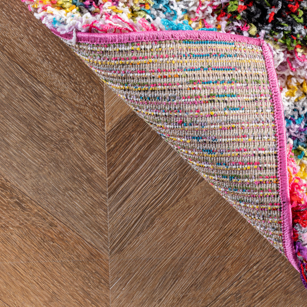 Nuloom Abstract Circles Shag Area Rug, Multicolor 5'3"Round