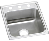 LR1720OS4 Lustertone Classic Stainless Steel 17" x 20" Drop-in Sink, OS4 Holes