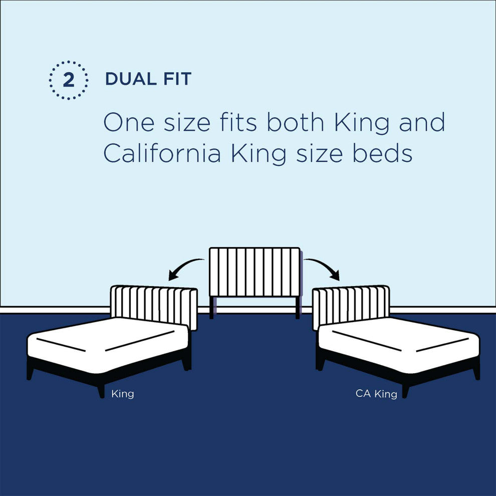 Headboard, Nailhead, King Size, Azure Navy Blue, Fabric, Modern, Guest Suite