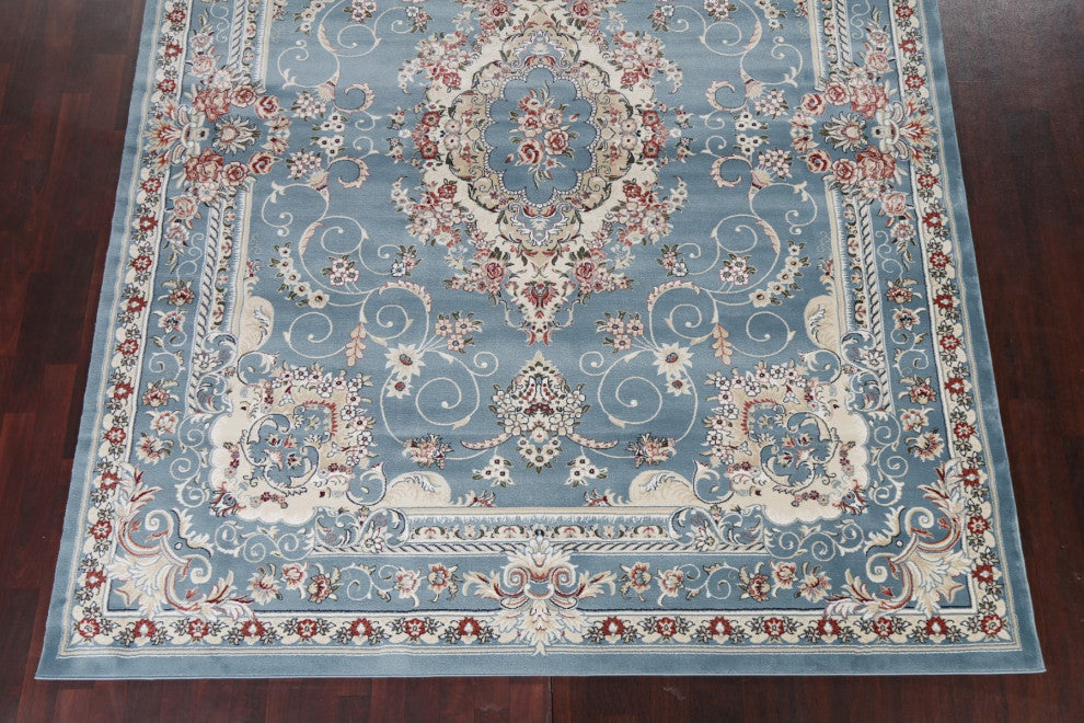 Light Blue Floral Medallion Transitional Turkish Rug Oriental Carpet 8x10