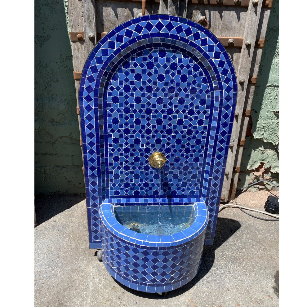 Blue Moroccan Arch Tile Fountain