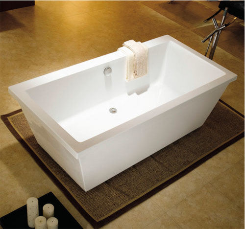 Aqua Eden 66" Acrylic Freestanding Rectangular Tub With Drain, White