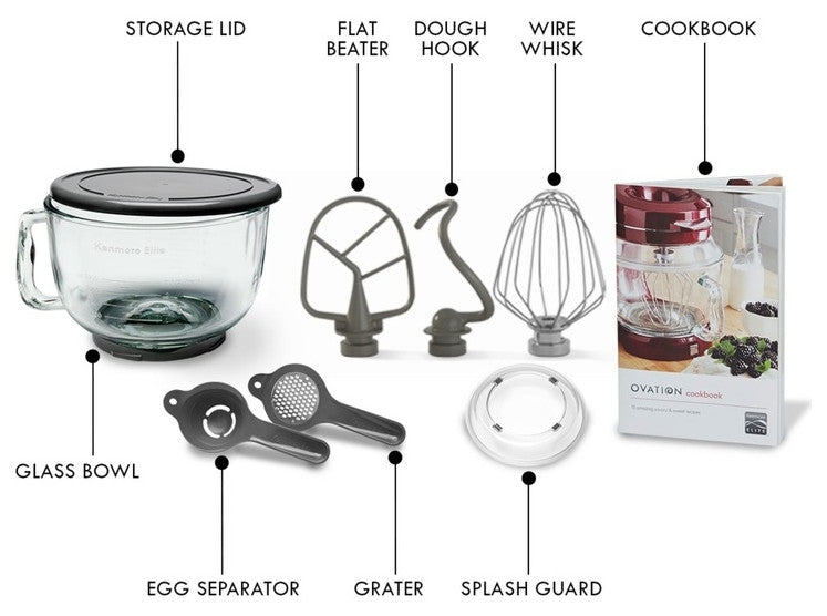 Kenmore KKEOVSMR Ovation Stand Mixer, Burgundy, 5 Qt