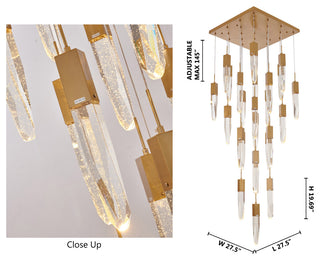 Black Multi-Tiered Linear Chandelier with Crystal Accents, Gold