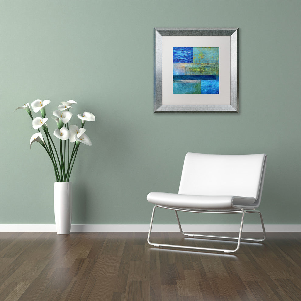 Michelle Calkins 'Essence of Blue' Matted Framed Art, 16x16
