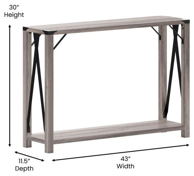 Wyatt Modern Farmhouse Wooden 2 Tier Console Table, Gray Wash
