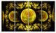 Yellow Exotic Fractal Pattern, Abstract Art on Canvas, 48"x28", 4 Panels