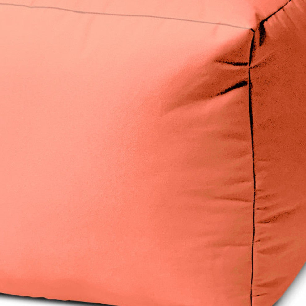 17  Cool Flamingo Coral Solid Color Indoor Outdoor Pouf Cover