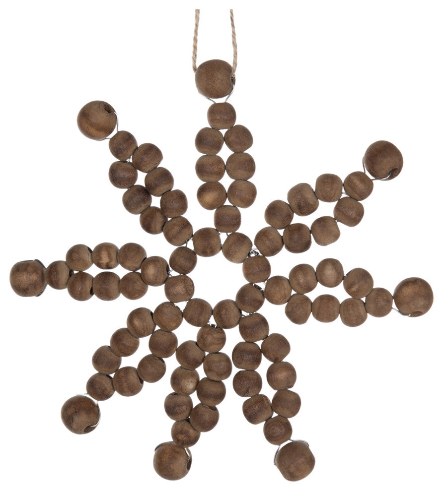 Wood Bead Snowflake Ornament, 12-Piece Set