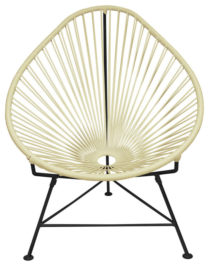 Junior Indoor/Outdoor Handmade Acapulco Chair, Ivory Weave, Black Frame