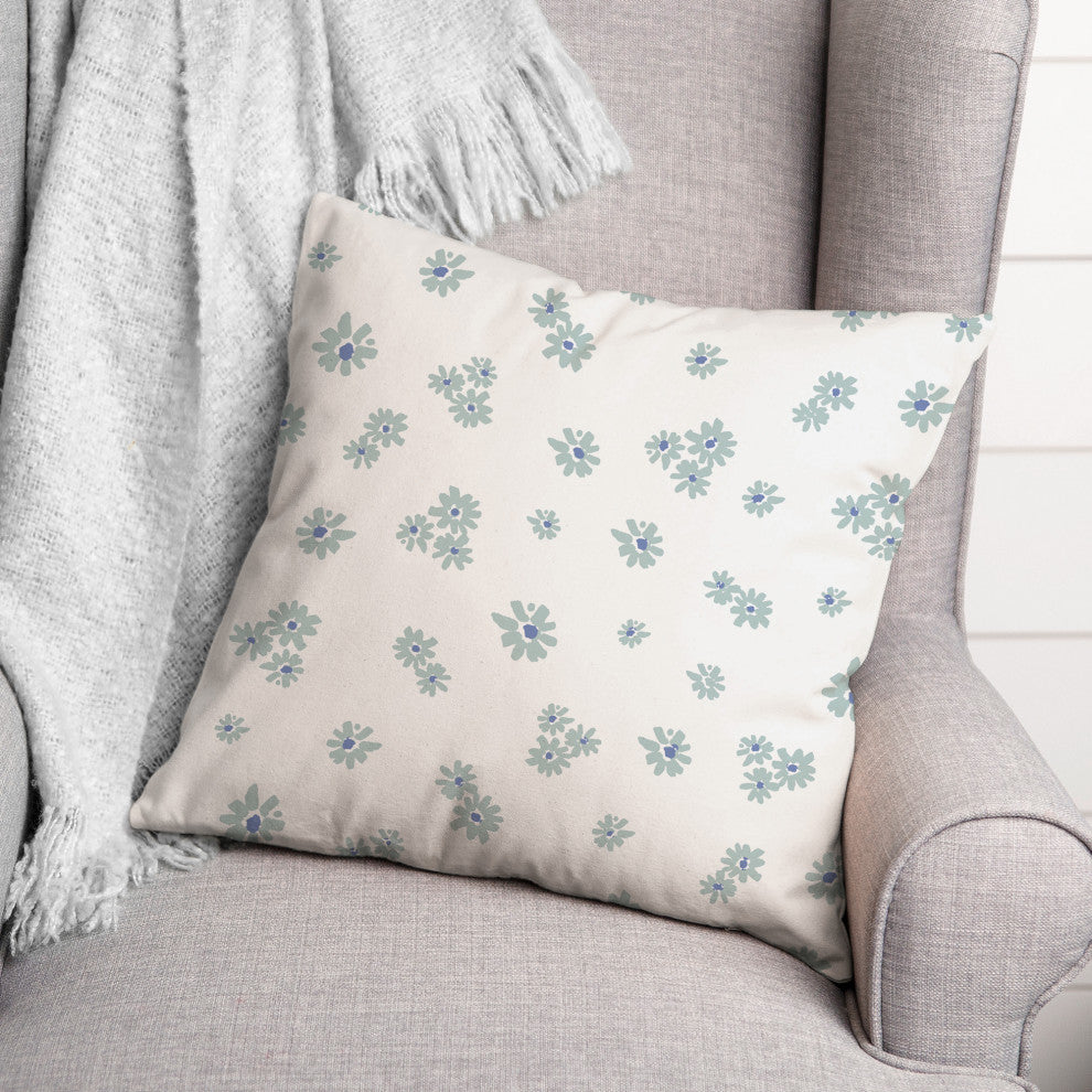 Blue Daisy Pattern 18x18 Spun Poly Pillow