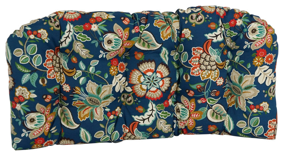 42"X19" U-Shaped Patterned Tufted Settee/Bench Cushion, Telfair Peacock