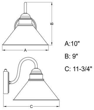 Vaxcel Lighting T0197 Outland 1 Light 9" Tall Outdoor Wall Sconce - Aged Iron