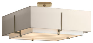 Exos Square Large Double Shade Semi-Flush, Natural Anna/Flax, Soft Gold