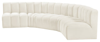 Arc Velvet Upholstered 5-Pc. U-Shaped Modular Sectional, Cream