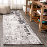 Storm Modern Abstract Area Rug, Gray/Cream, 2 X 8