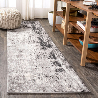 Storm Modern Abstract Area Rug, Gray/Cream, 2 X 8