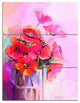Bouquet of Poppies in Glass Vase, Floral Canvas Art Print, 28x36, 3 Panels