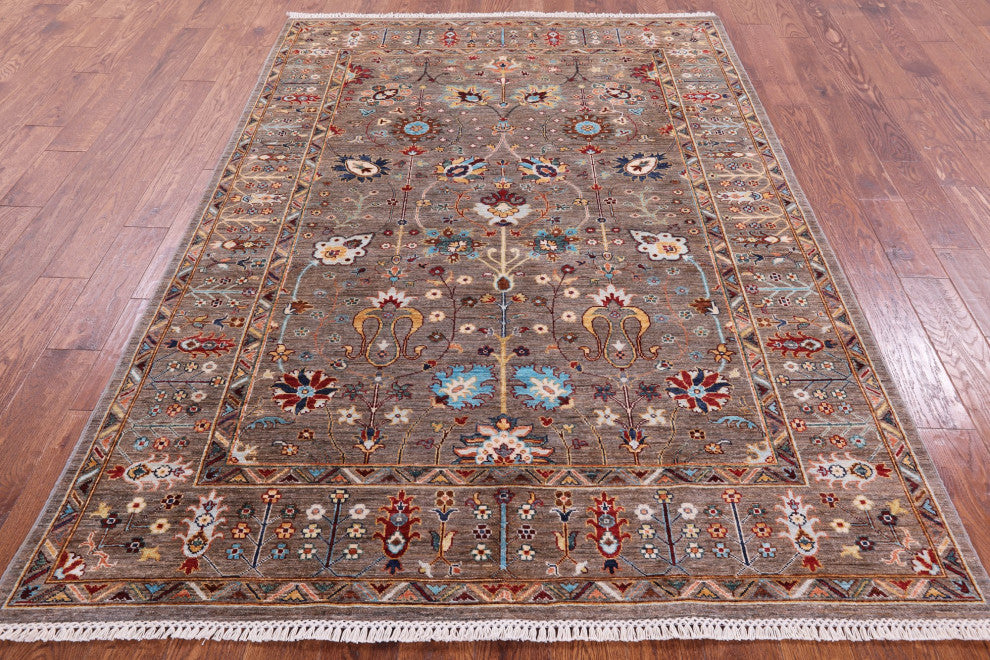 5' 8" X 8' 1" Handmade Persian Tabriz Wool Rug Q10210