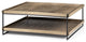 46" Natural And Black Rectangular Coffee Table With Shelf