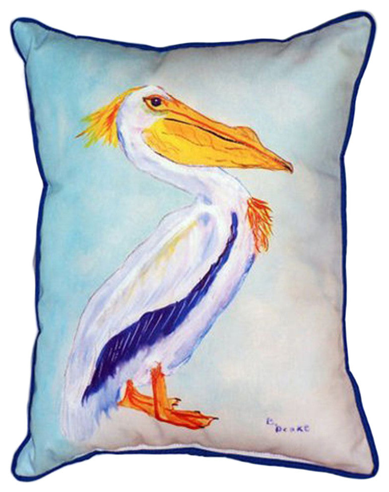 Betsy Drake King Pelican Extra Large 24 X 20 Indoor / Outdoor White Pillow