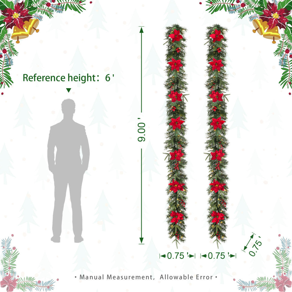 2-Pack 9' Pre-Lit Christmas Garland with Lights