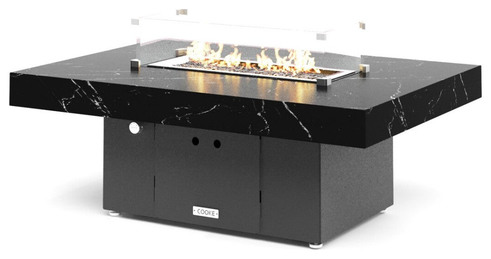 FirePit Table, 48"x34"x17", LP, Laminam Nero Marquina Brushed, Gray