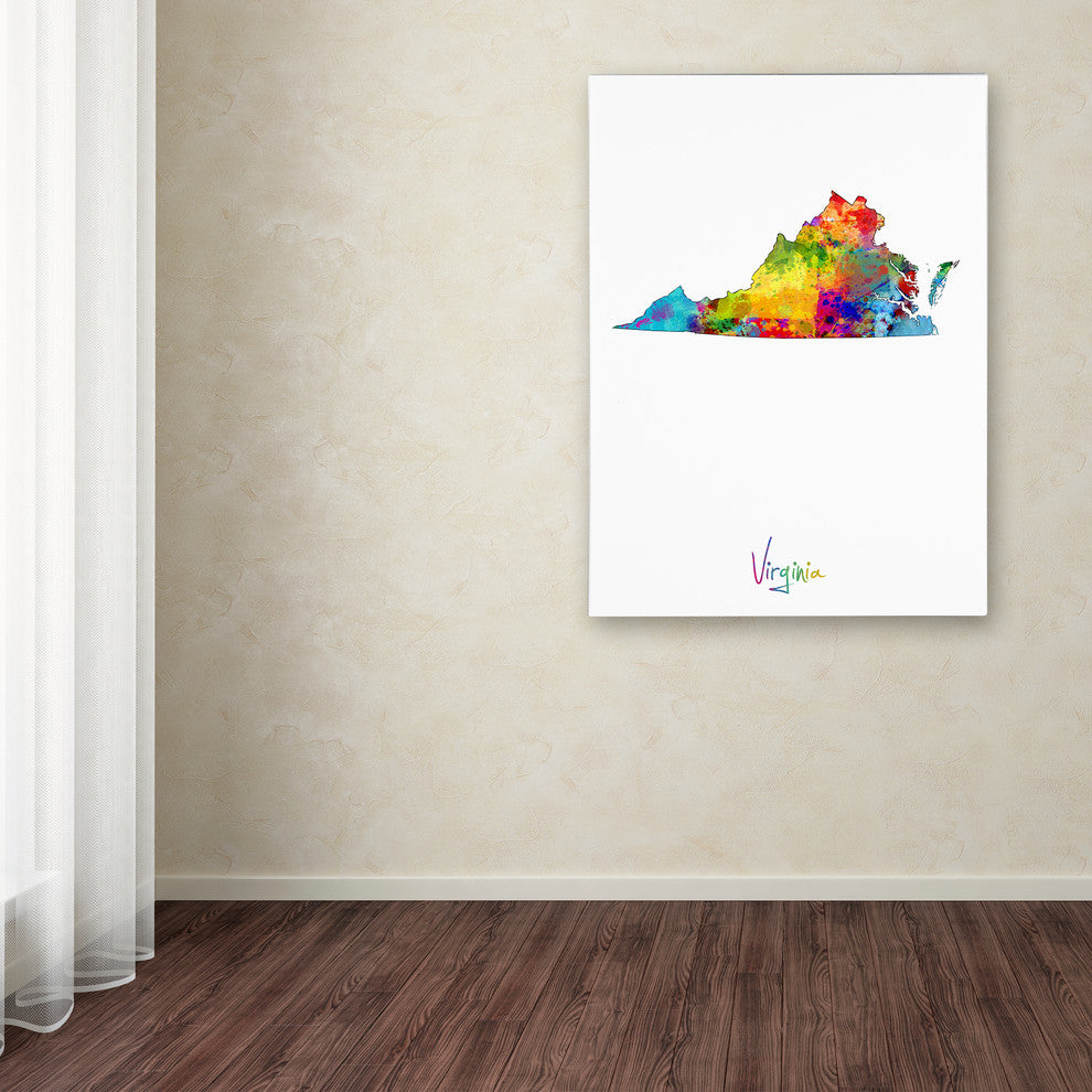 "Virginia Map" Canvas Art by Michael Tompsett