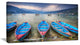 Row of Blue Boats in Pokhara Lake, Boat Canvas Art Print, 32"x16"