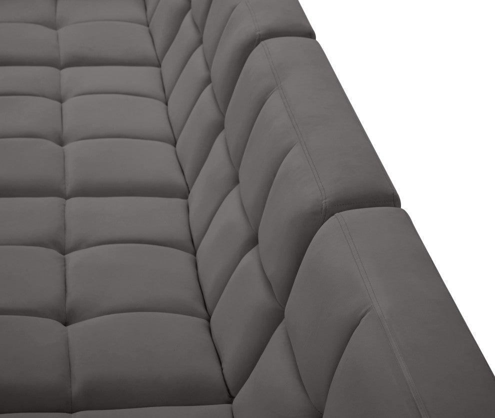 Relax Velvet Upholstered 7-Piece U-Shaped Modular Sectional, Grey