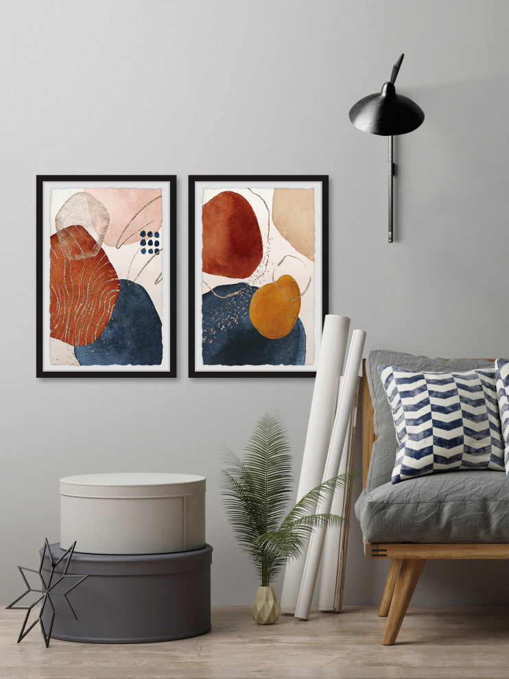 Burning Stones Diptych, 2-Piece Set, 24x36 Panels
