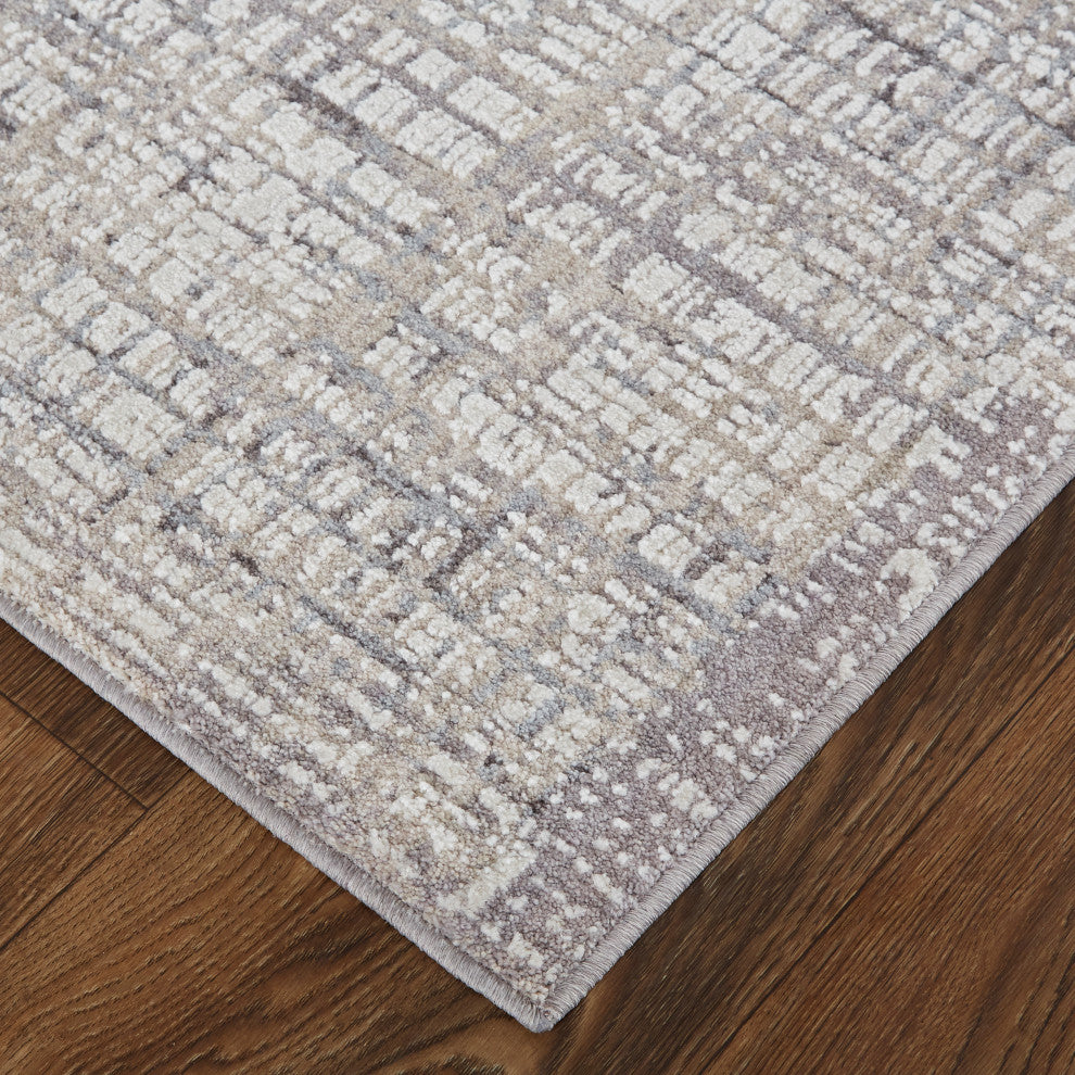 Weave & Wander Inger Crosshatch Rug, Gray/Beige, 6'-7" X 9'-4" Rug