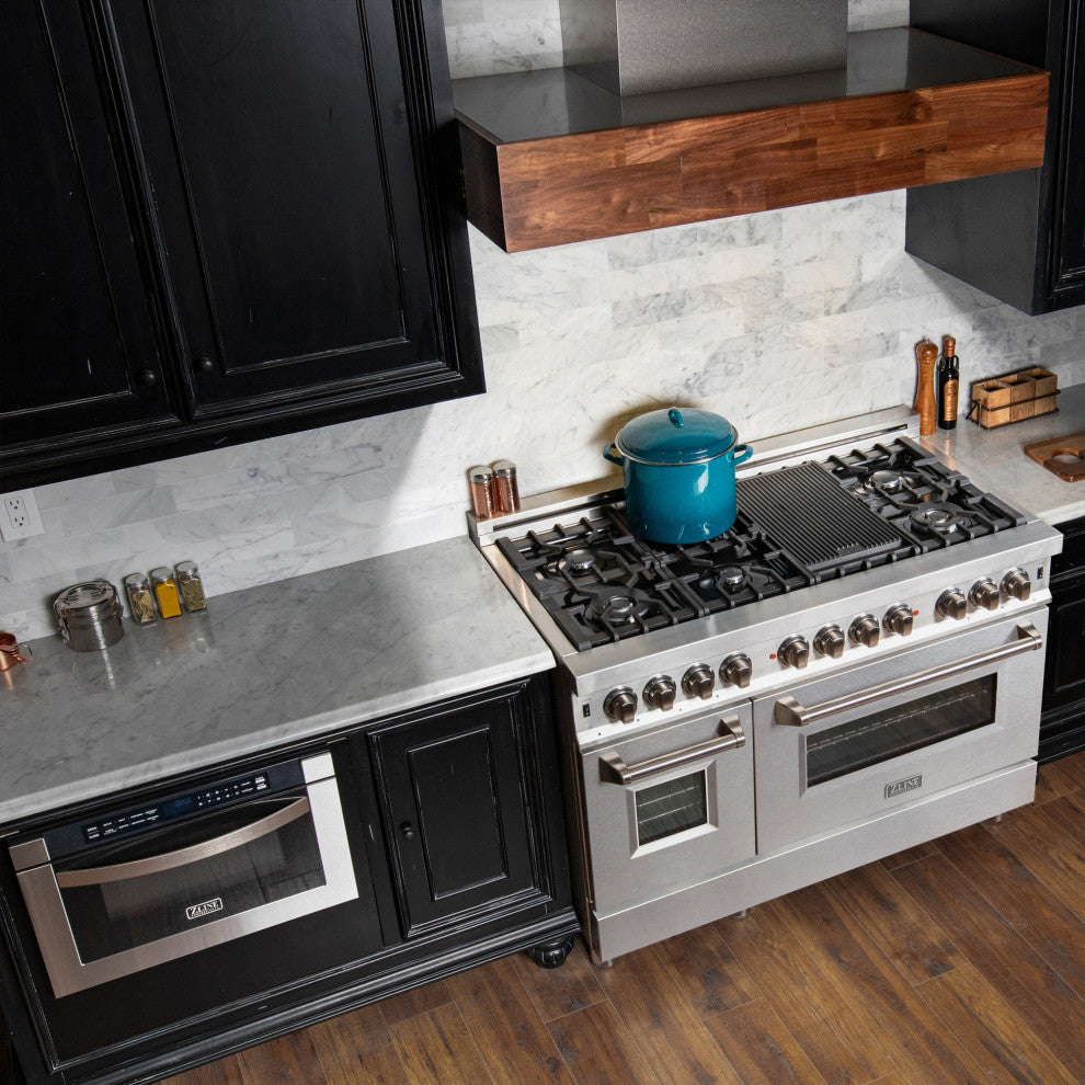 ZLINE 48 in. Professional Dual Fuel Range With DuraSnow Finish Door, RA-SN-48