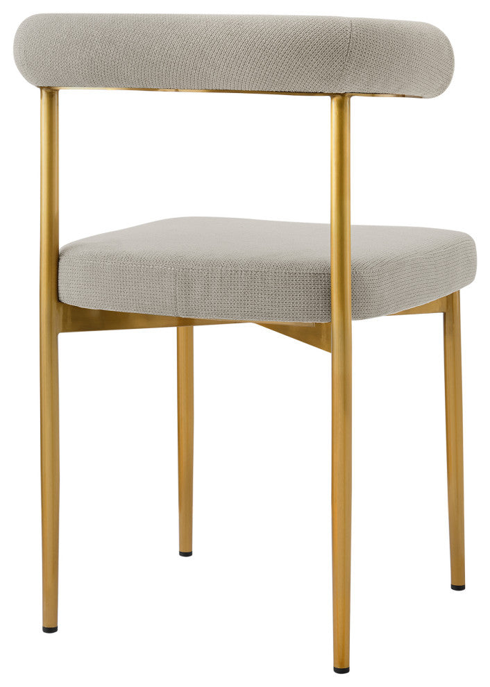 Shannon Gold Brushed Stainless Steel and Taupe Fabric  Dining Chairs, Set of 2