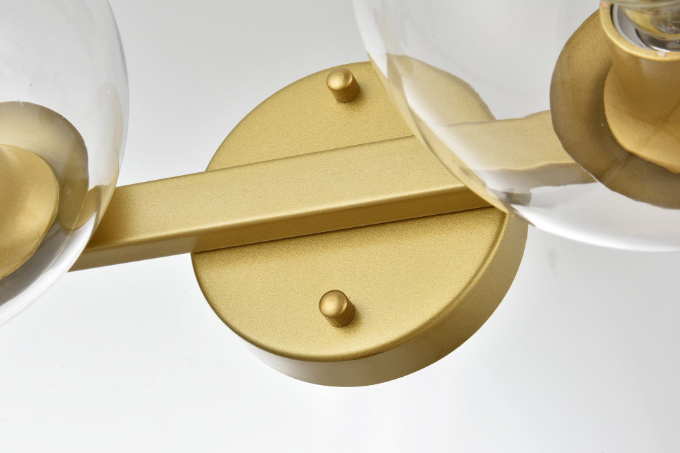 2 Light Brass And Clear Bath Sconce
