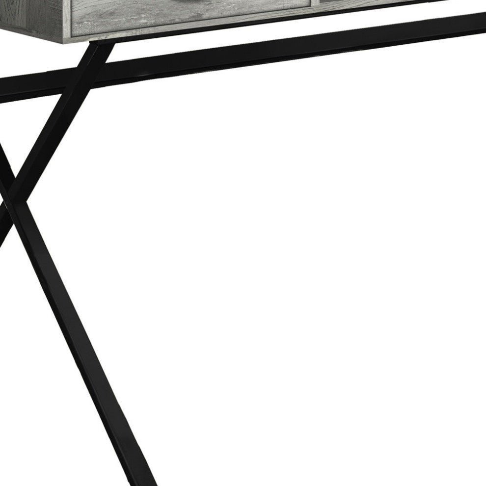 24" Gray and Black Computer Desk With 2-Drawers