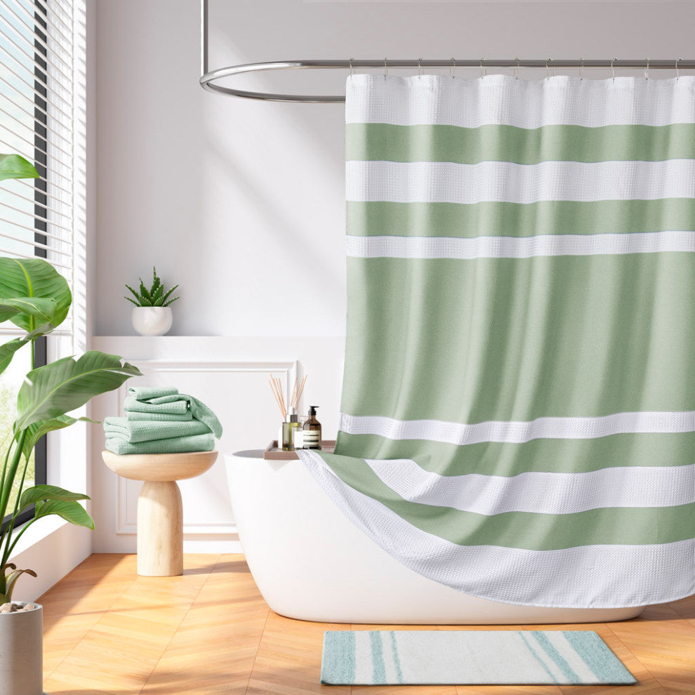 Madison Park Spa Waffle Shower Curtain With 3M Treatment