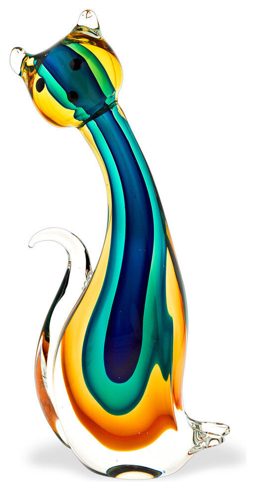 Art Glass Cat 11"