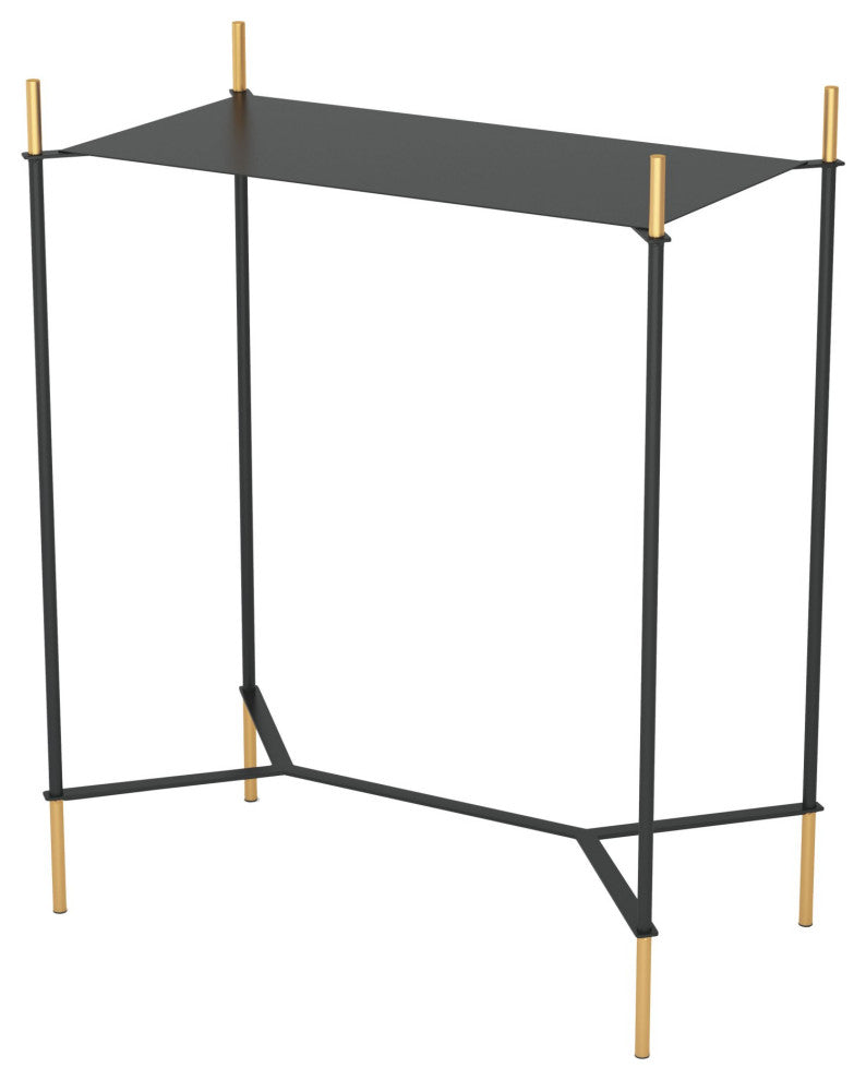 Sofa Side Table, Rectangular, Steel Metal, Black, Gold, Lounge Cafe Hospitality