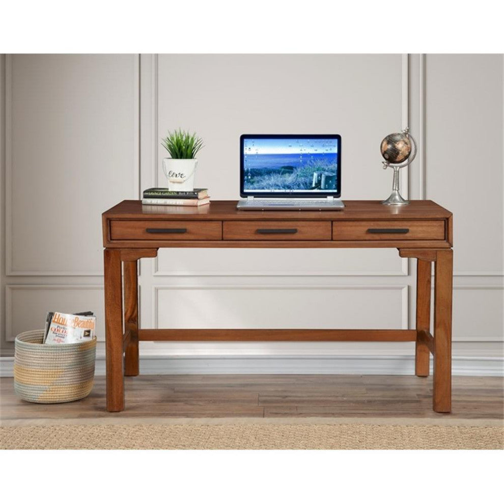 Origins by Alpine Nova Large Wood Desk in Honey Maple (Brown)