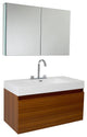 Mezzo Teak Modern Bathroom Vanity With Medicine Cabinet, FFT3076BN