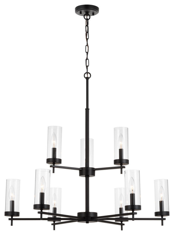 Zire Nine Light Chandelier, Midnight Black
