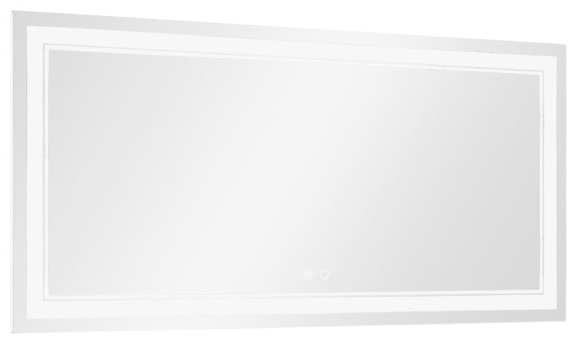 3-Colors LED Bathroom Mirror, Anti-Fog Memory Dimmable, Sliver, 48"x24"