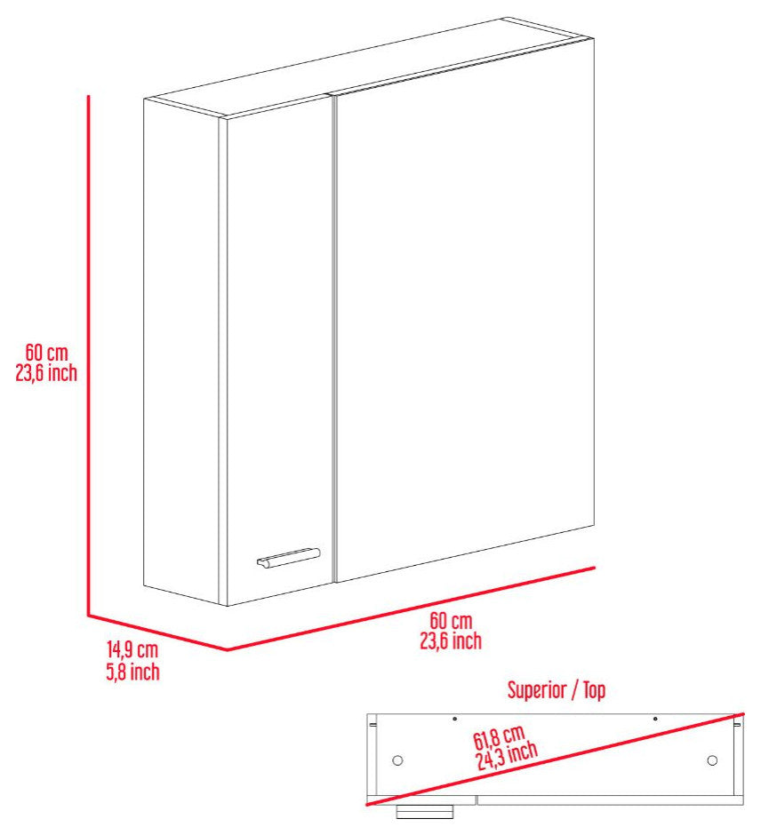 DEPOT E-SHOP Harbor Med. Cabinet, Mirror, 4 Shelves, Single Door, White