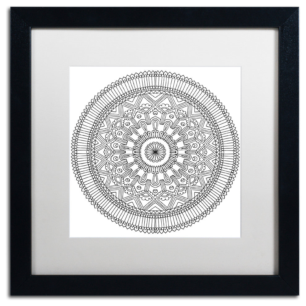 Hello Angel ''Mandala II'' Art, Black Frame, White Mat, 16x16