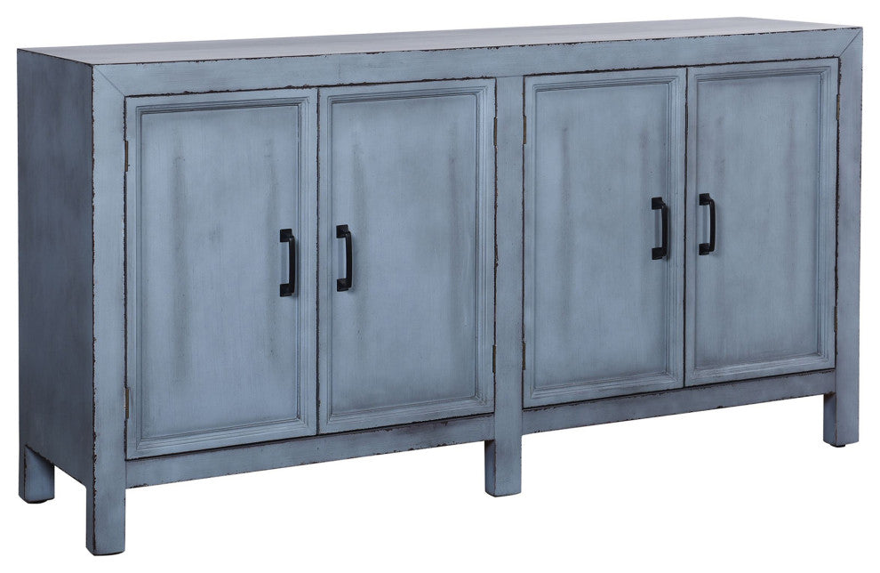 Olive Blue Four Door Wooden Cabinet 32"H60"Wx16"D