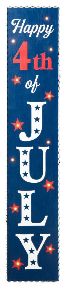 42.5"H Lighted Wooden Happy July 4th Porch Sign